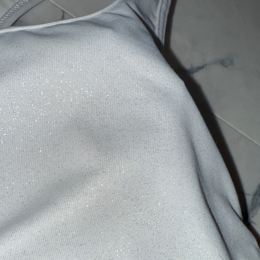 Elegant White Shimmery Sports Bra Like New - Picture 9 of 13